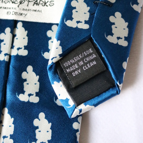 DISNEY Parks 100% Silk Neck Tie Blue Mickey Mouse Collectible Mens Formal - Picture 5 of 8